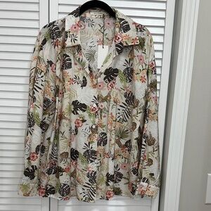 Floral Leopard Button-Up Long Sleeve Shirt